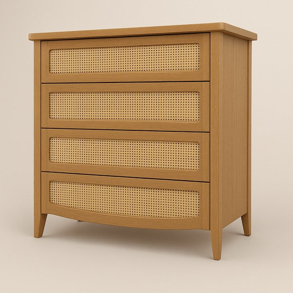 Cômoda Luna Plus 4 Gavetas com Palha Sextavada Natural