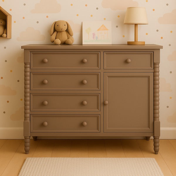 Cômoda Dot 4 Gavetas e 1 Porta em MDF e Madeira Maciça - 521