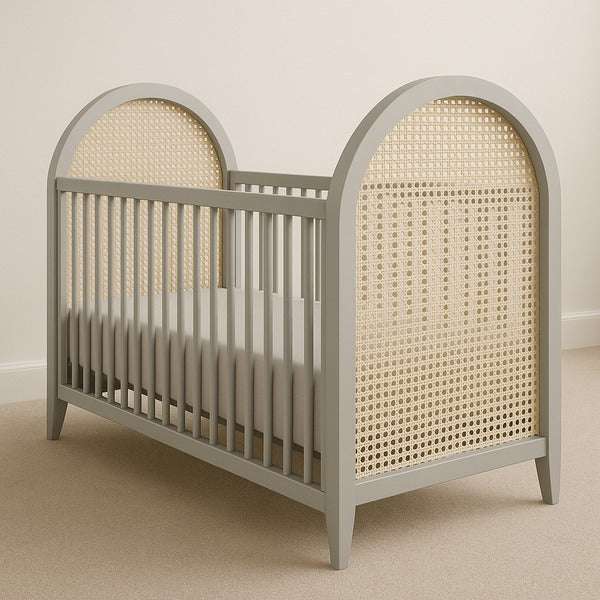 Berço Luna Plus em Madeira Maciça com Palha Sextavada Natural