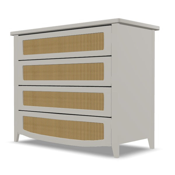 Cômoda Luna Plus 4 Gavetas com Palha Sextavada Natural