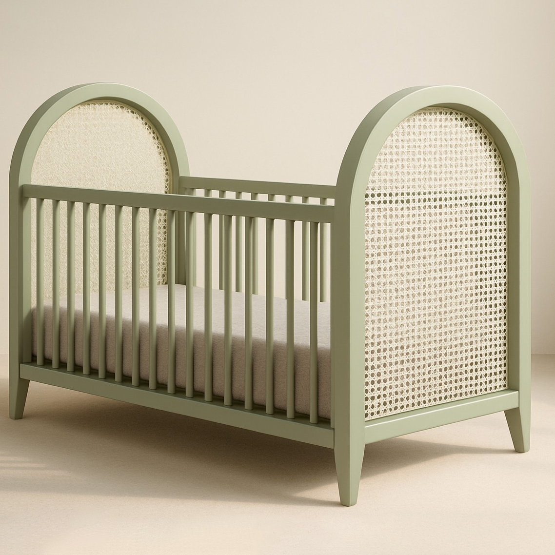 Berço Luna Plus em Madeira Maciça com Palha Sextavada Natural