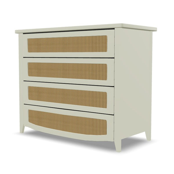 Cômoda Luna Plus 4 Gavetas com Palha Sextavada Natural