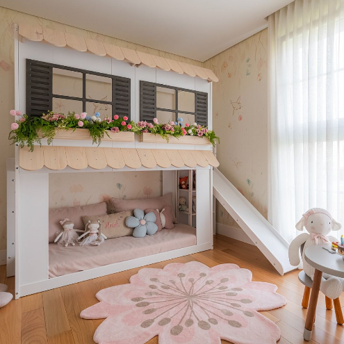 Beliche Infantil Nina em Madeira Maciça + MDF | Escorregador Opcional