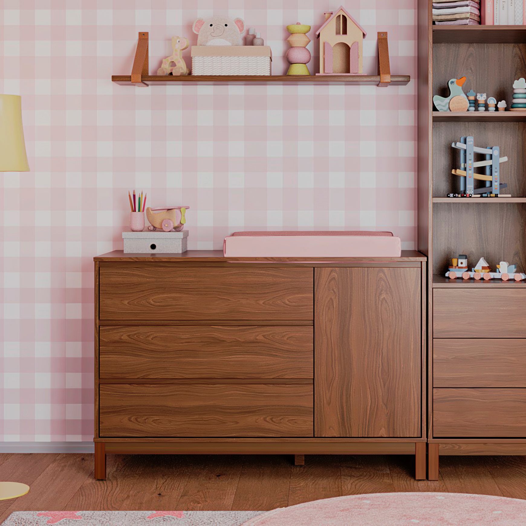 Cômoda Soley 3 Gavetas e 1 Porta em MDF Carvalho Malva