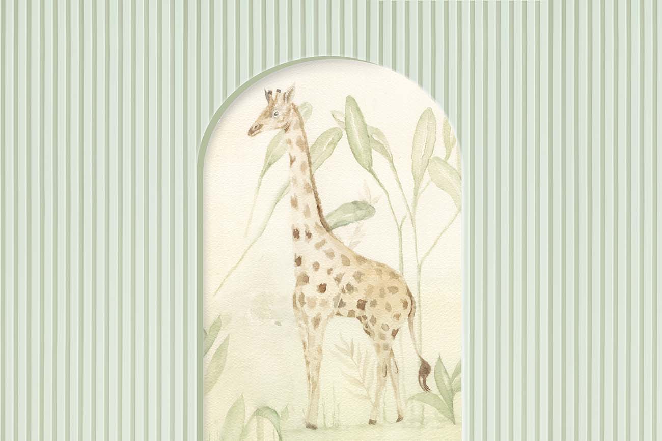 Papel de Parede Painel Ripado com Girafa