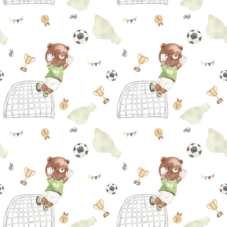 Papel de Parede Estampa Futebol Urso