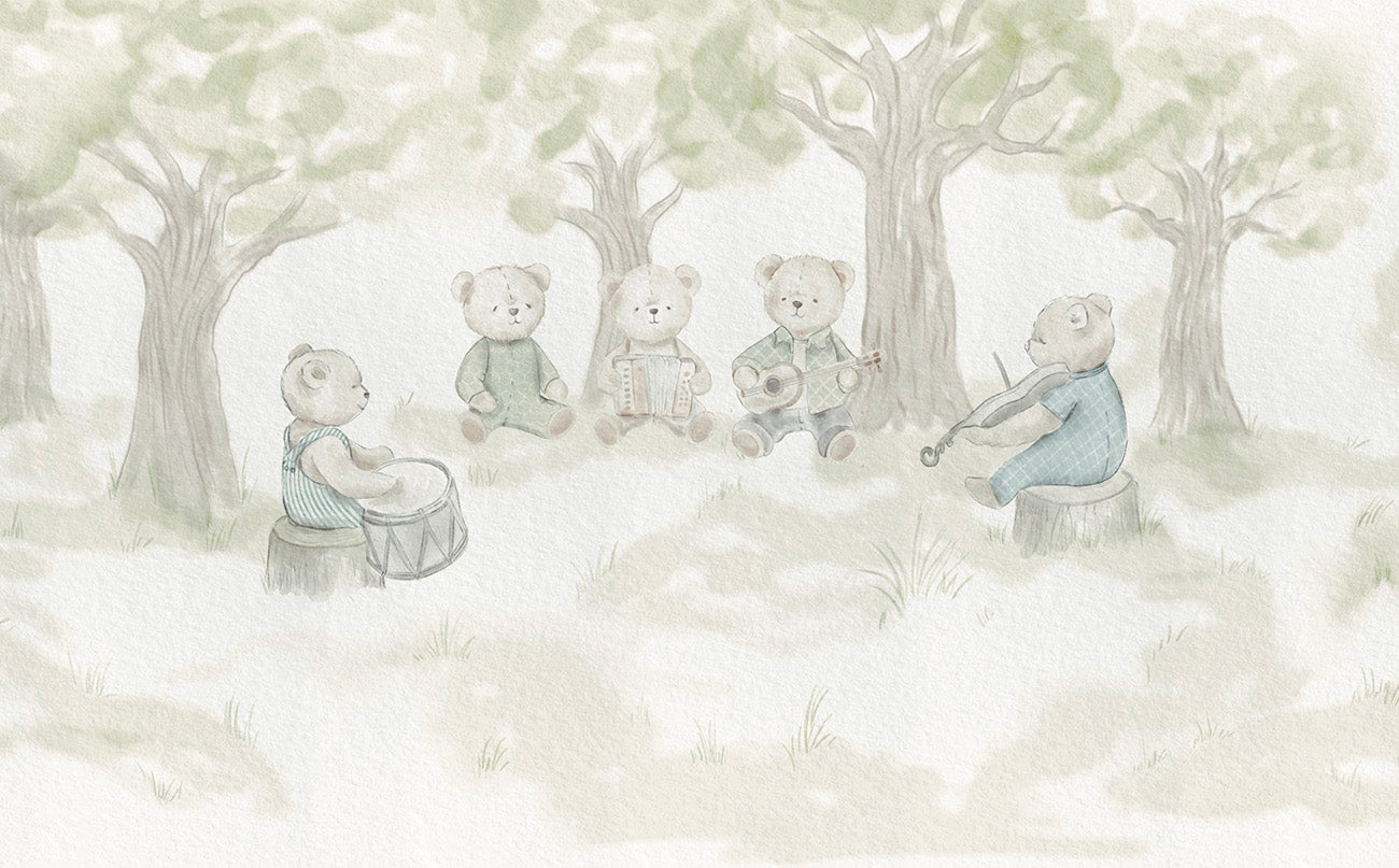 Papel de Parede Ursos Melodia Do Bosque