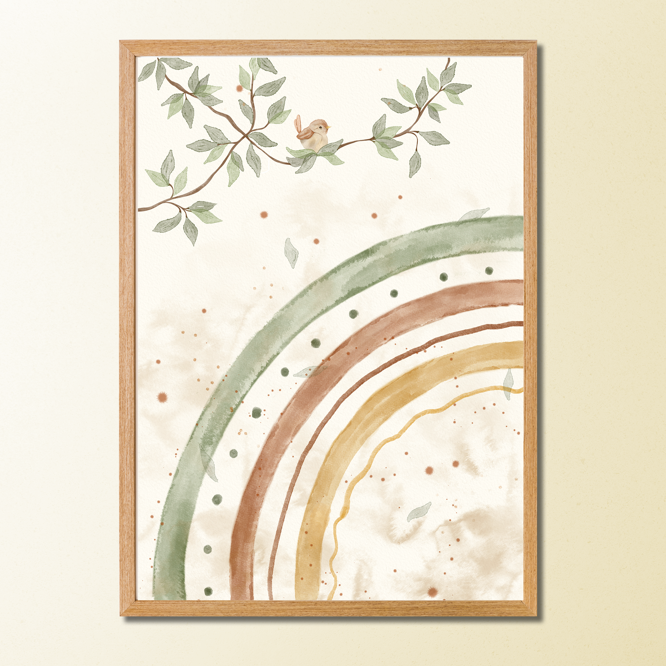 Quadros Decorativos Coleção Arco-Íris Aquarela com Inicial Personalizada