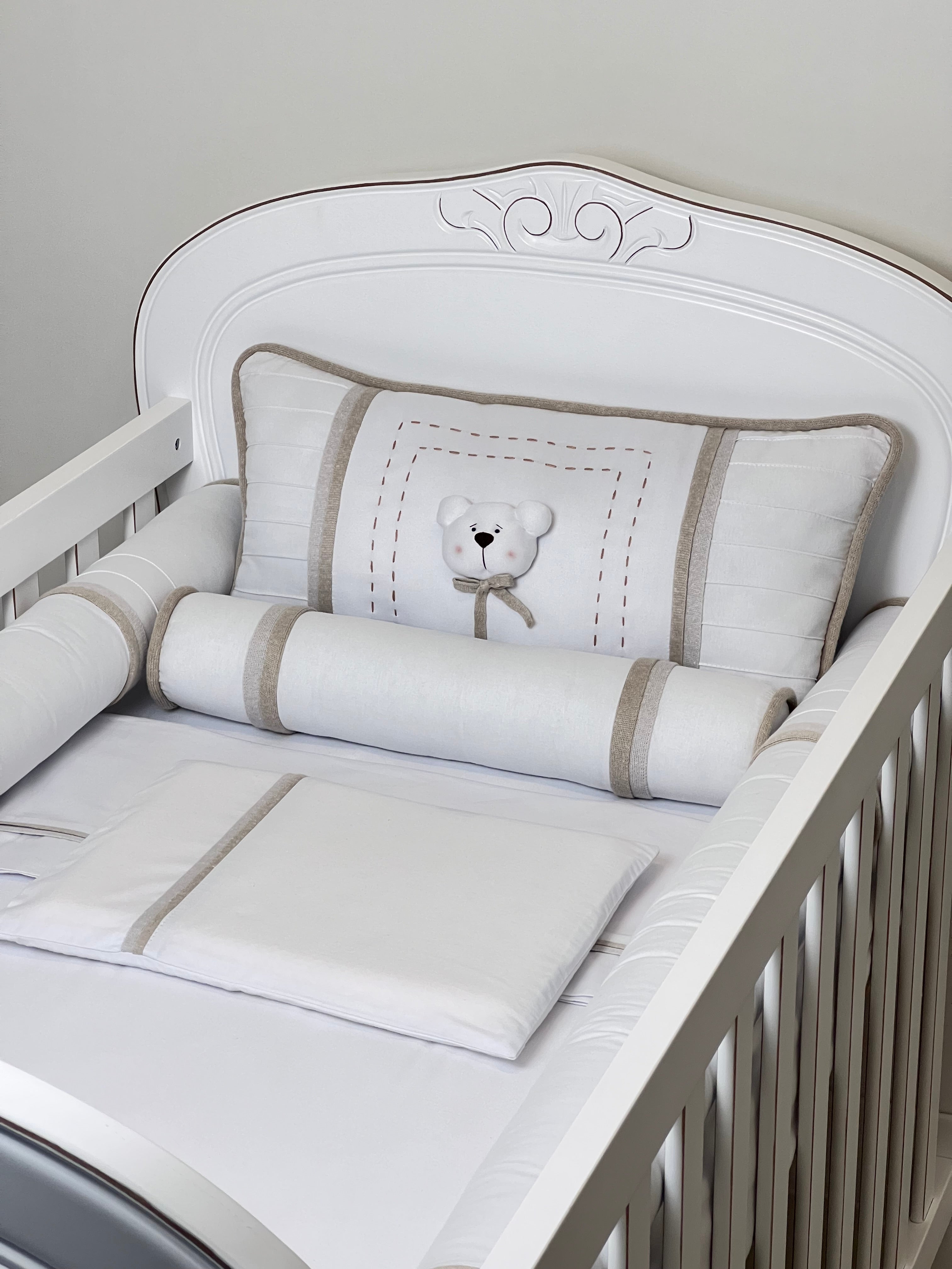 Kit Berço Duo Bege Urso - 7 peças