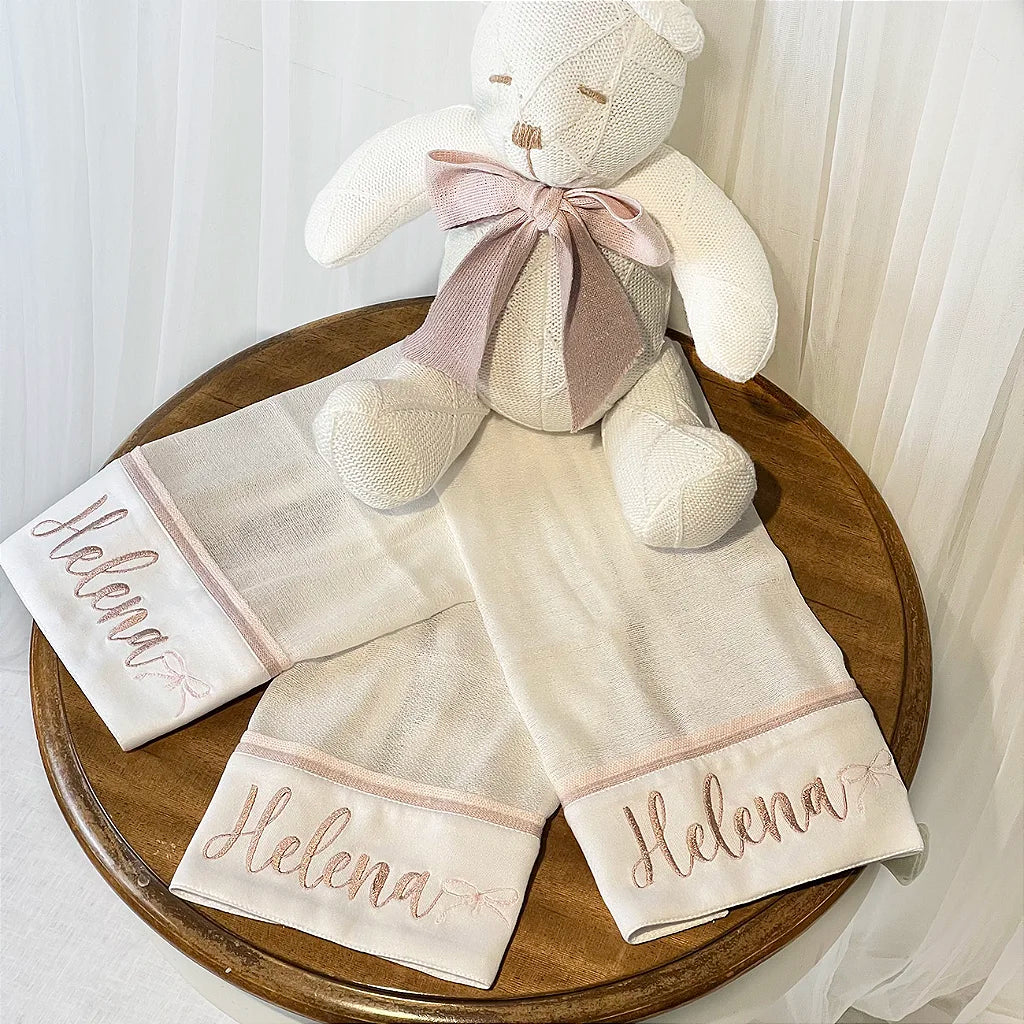 Kit Babitas Toque de Seda Personalizado com Bordado Nome
