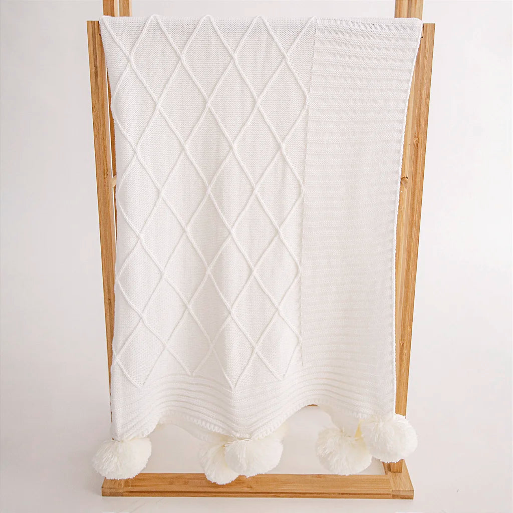 Manta Pom Pom em Tricô