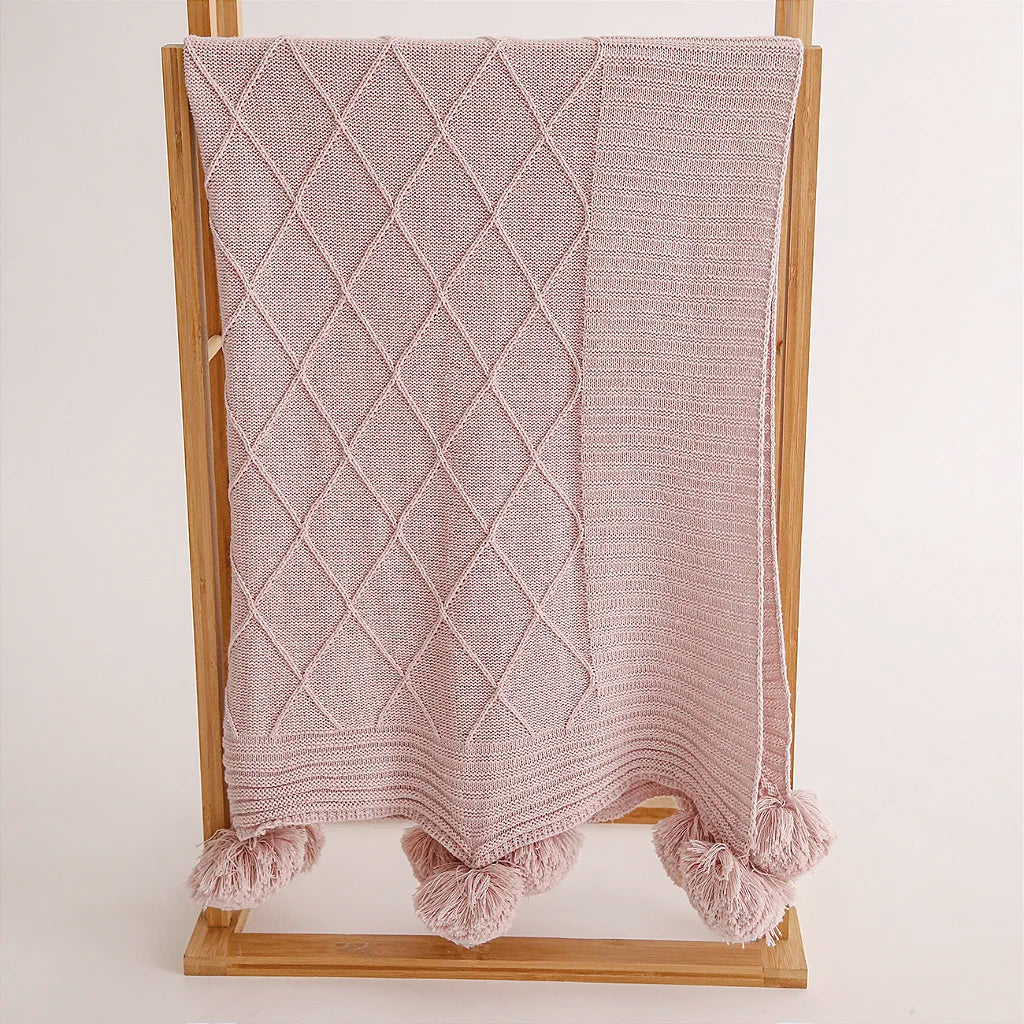 Manta Pom Pom em Tricô