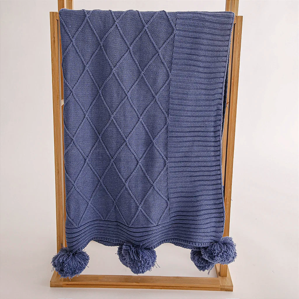 Manta Pom Pom em Tricô