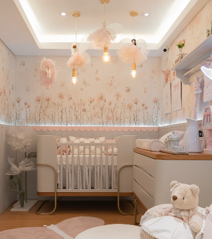 Papel de Parede Flores Linum Borboletas