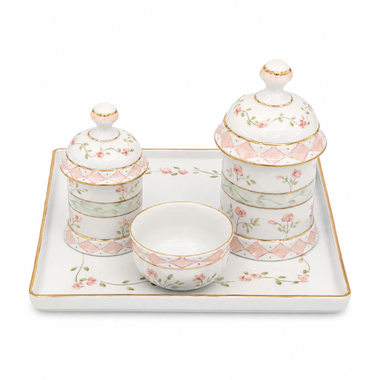 Kit Higiene em Porcelana Pintada à Mão 4 Peças
