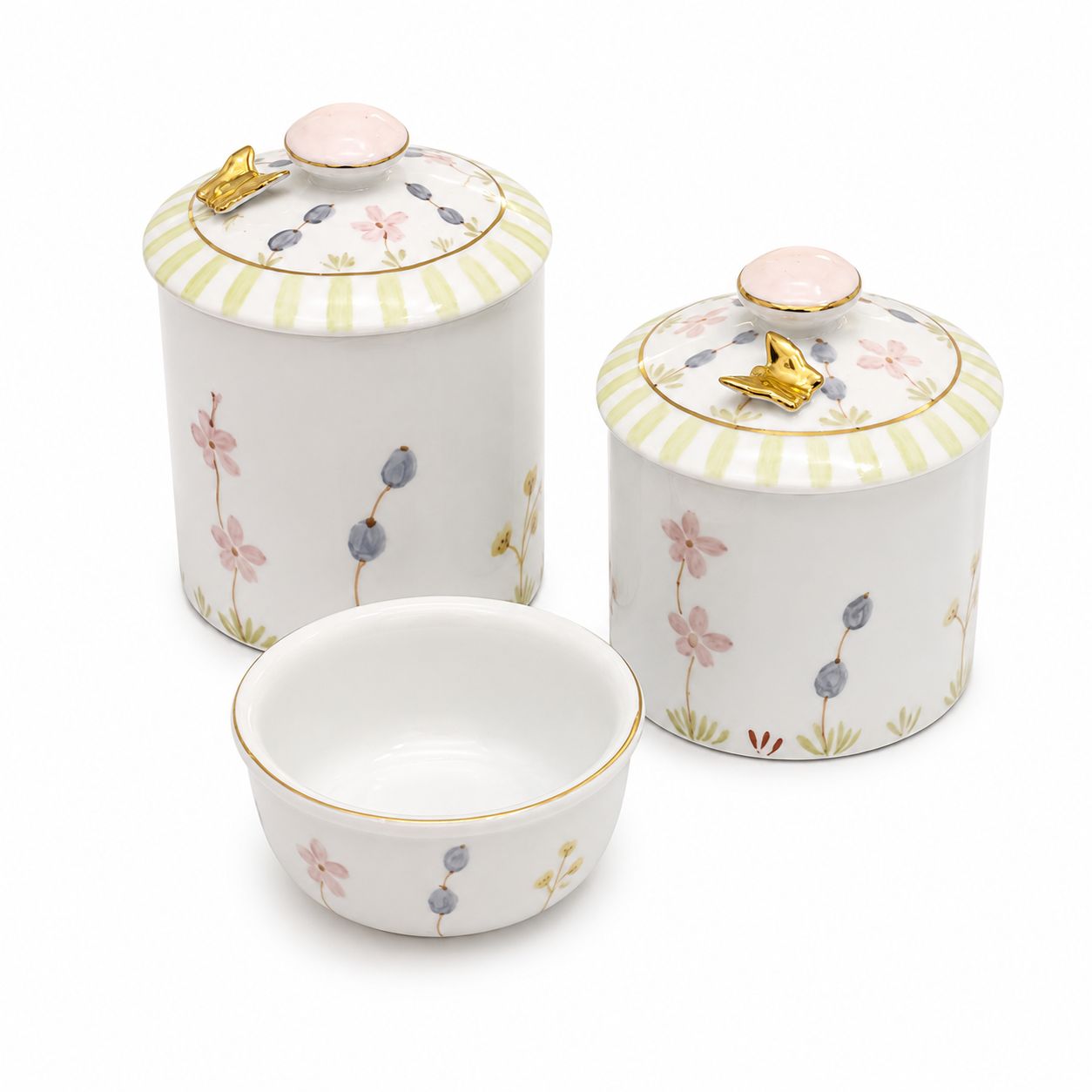 Kit Higiene em Porcelana Pintado à Mão – 3 Peças