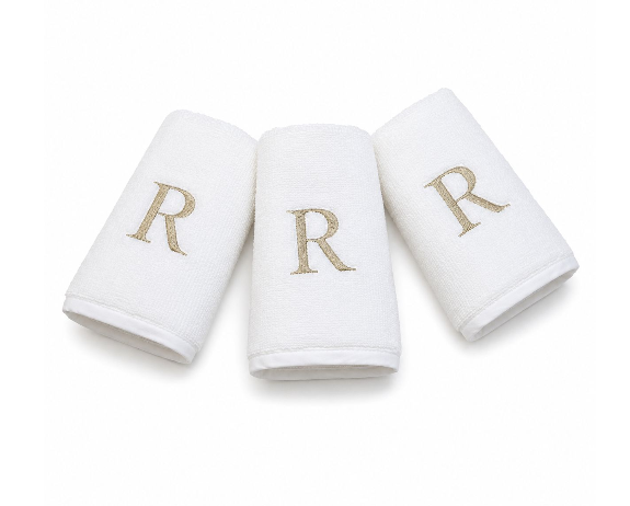 Kit com 3 Fraldas de Boca Personalizadas com Inicial 100% Algodão Bonelli Branco