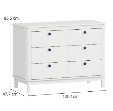 Cômoda 6 Gavetas Cromo / Evolutiva - 1315