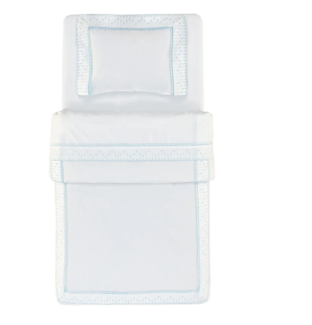Edredom Baby 100% Algodão Egípcio Marco Branco/Soft Blue - 21782