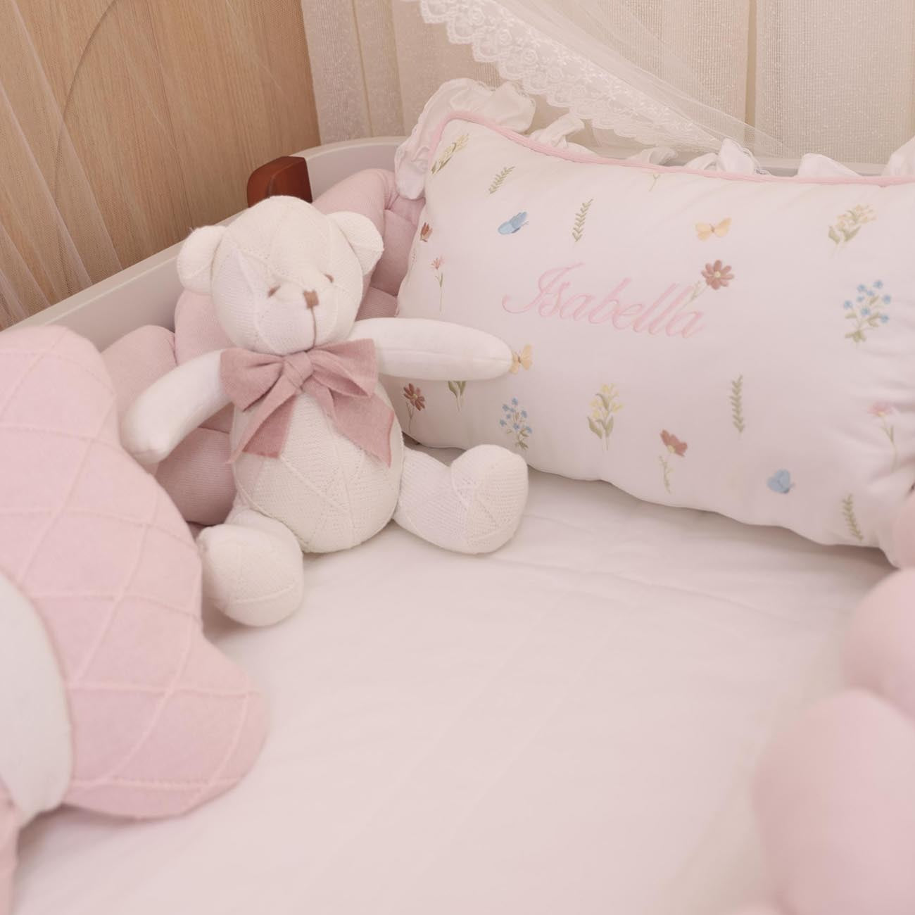 Kit Protetor de Berço Isabella 3 Peças - Personalizado com Bordado de Nome - SDN