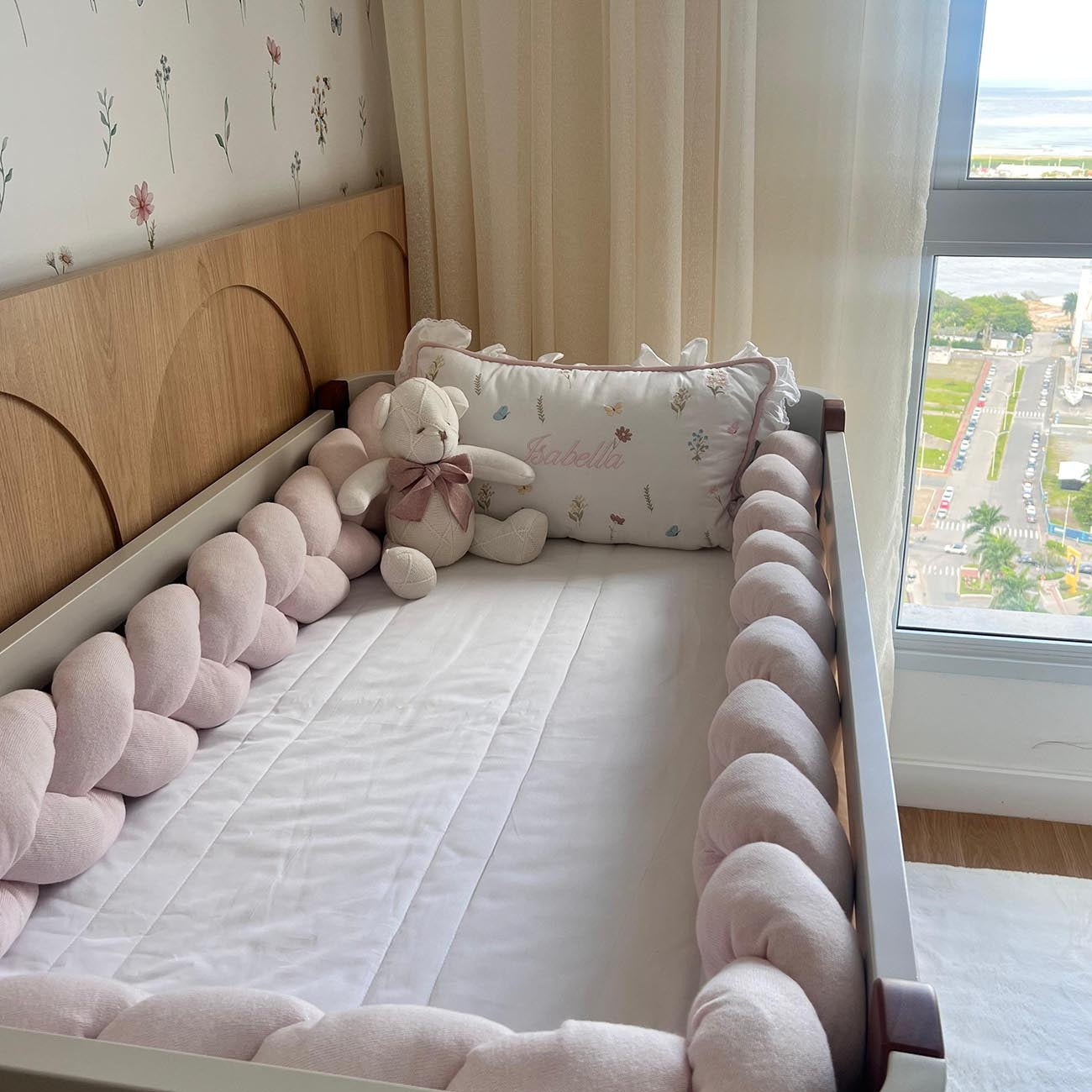 Kit Protetor de Berço Isabella 3 Peças - Personalizado com Bordado de Nome - SDN