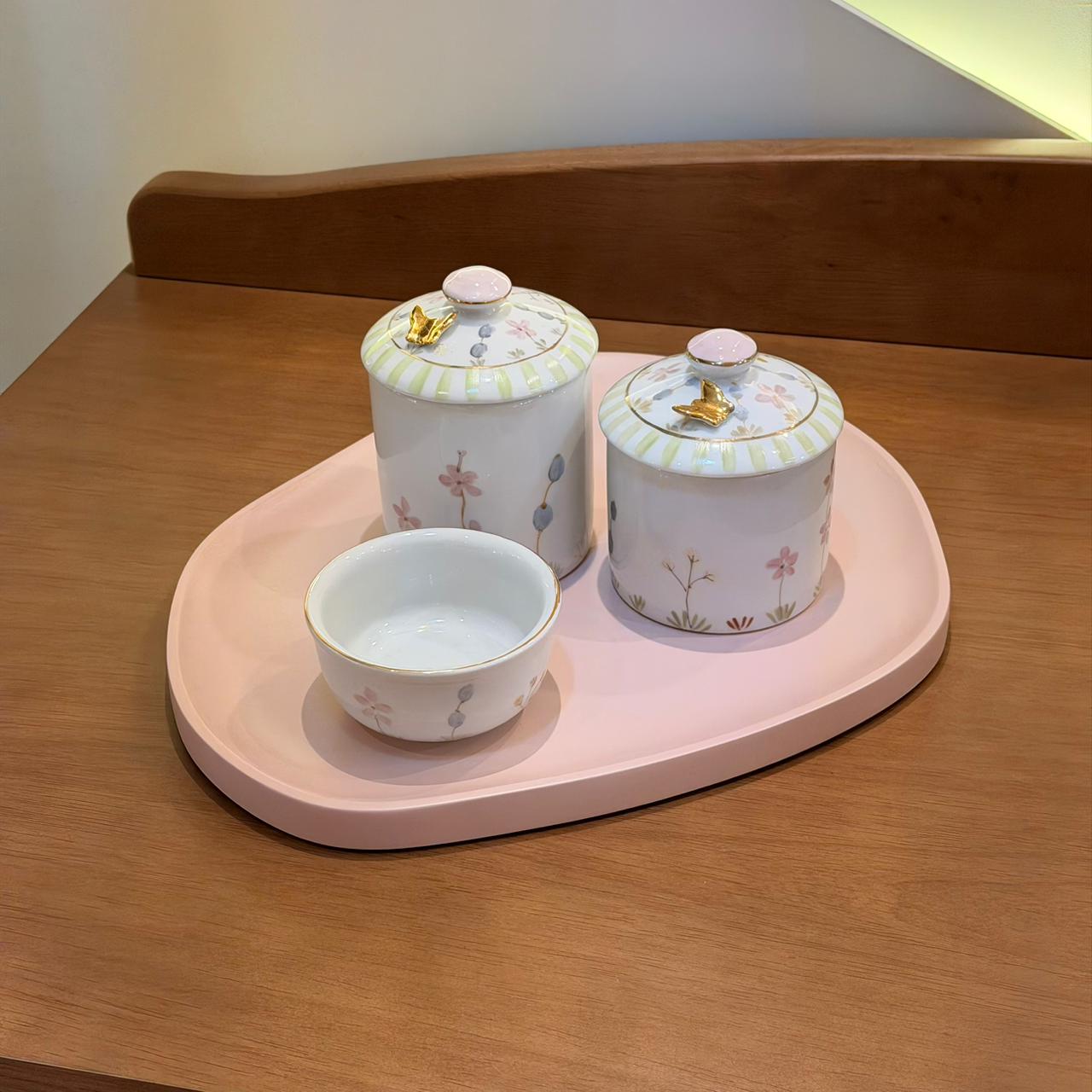 Kit Higiene em Porcelana Pintado à Mão – 3 Peças