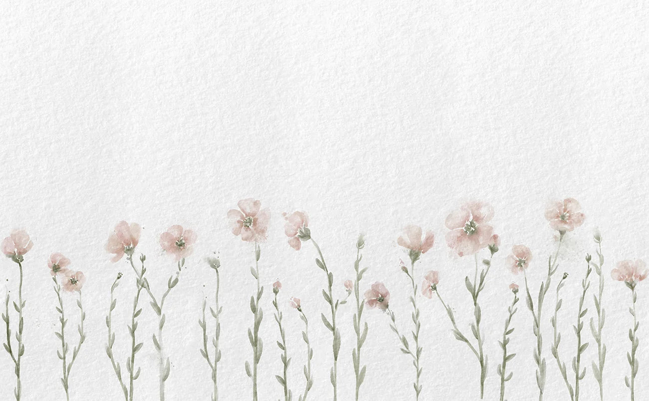 Papel de Parede Flores Linum Borboletas