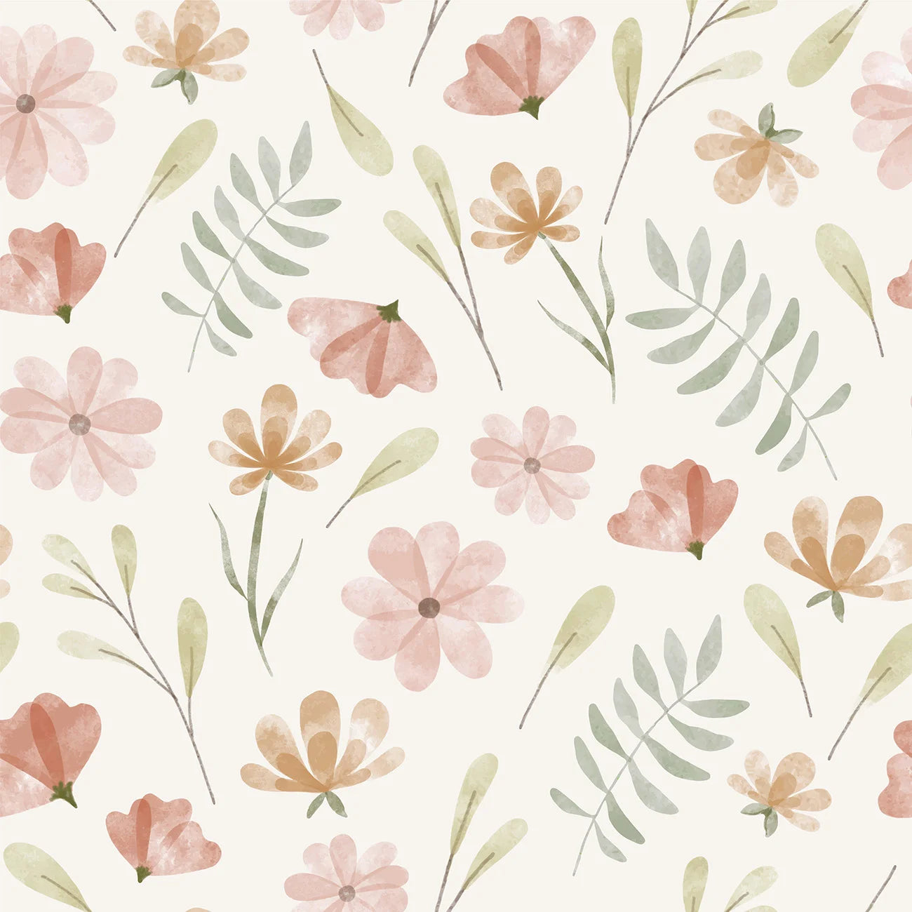Papel de Parede Estampa Floral Aquarela