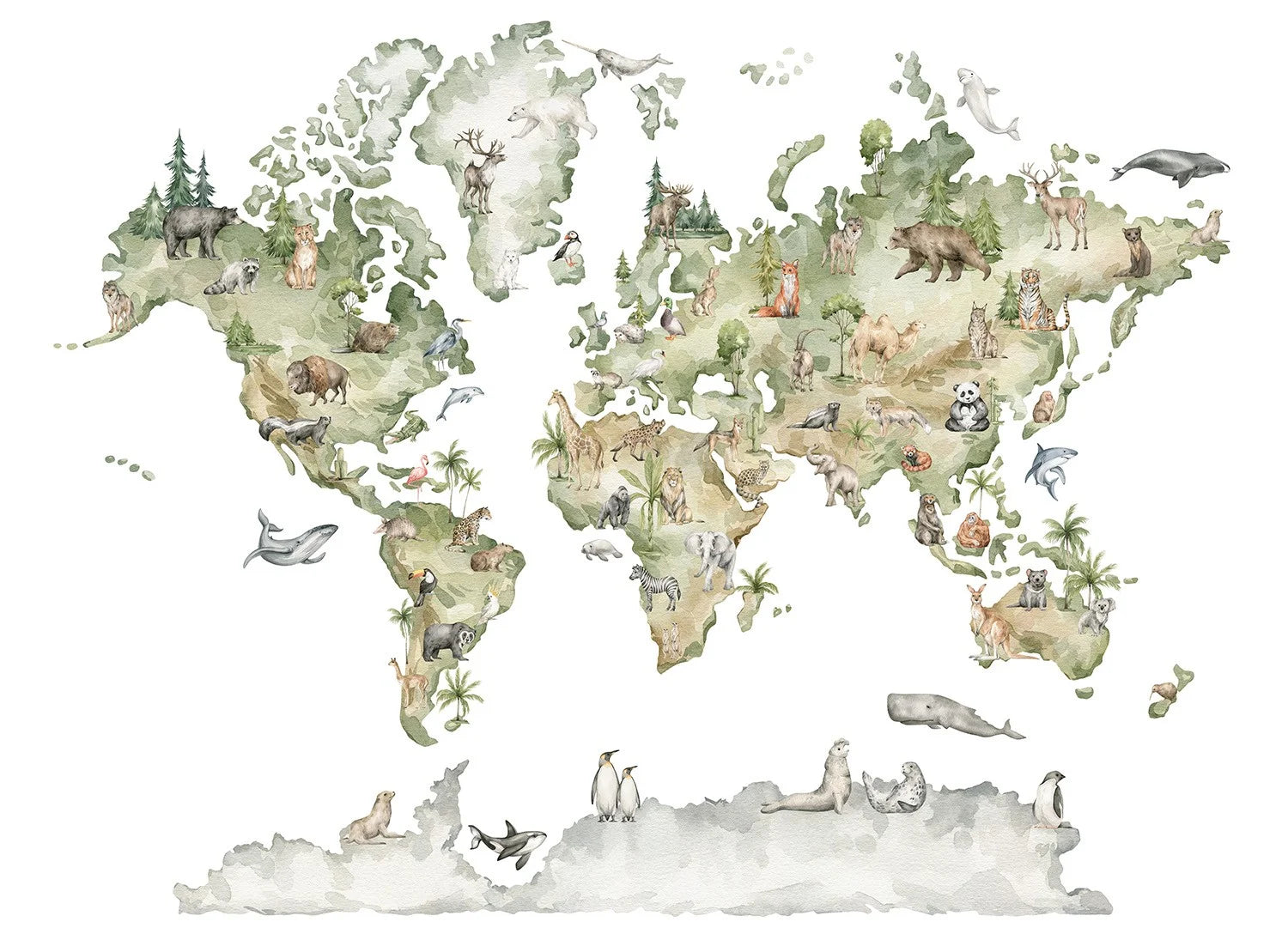 Papel de Parede Mapa Mundi de Animais