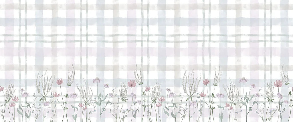 Papel de Parede Xadrez Floral Marie