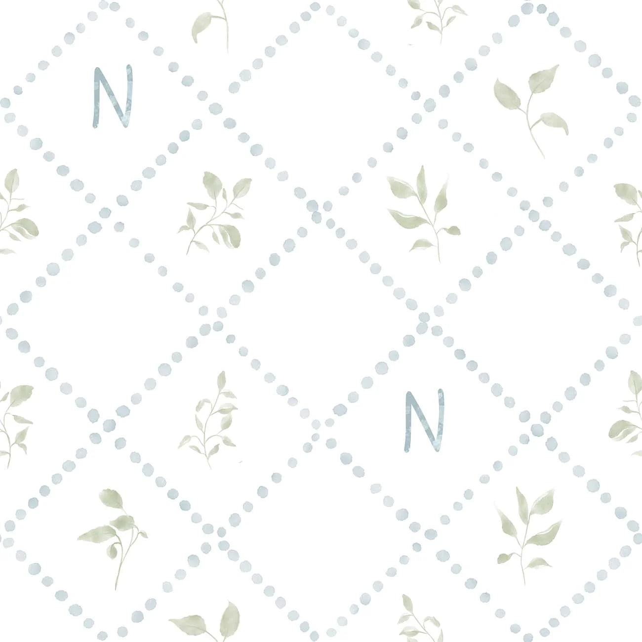 Papel de Parede Losango Dots Noah com Inicial Personalizada