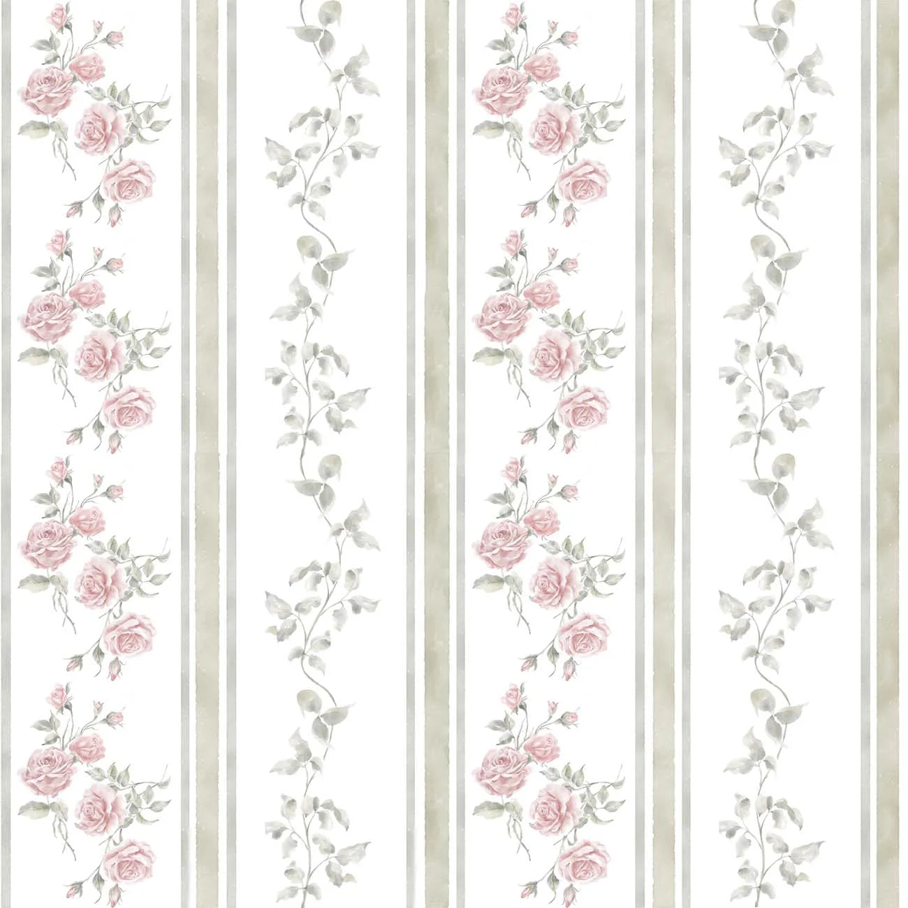 Papel de Parede Listras Floral Charlotte