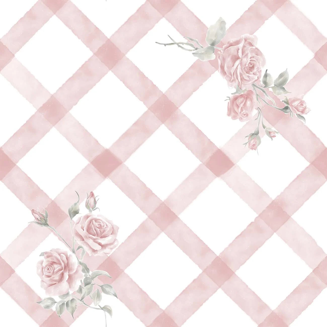 Papel de Parede Losango Rosas Charlotte