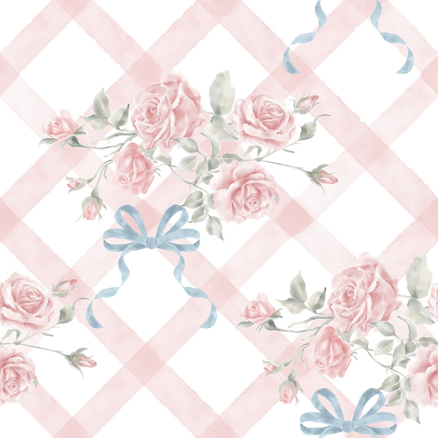 Papel de Parede Losango Floral Charlotte Blue