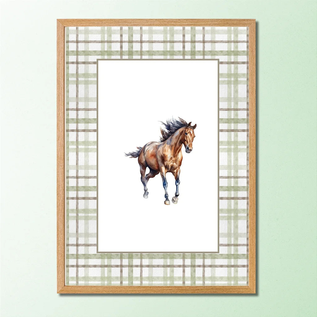 Quadros Decorativos Cavalo Xadrez Verde