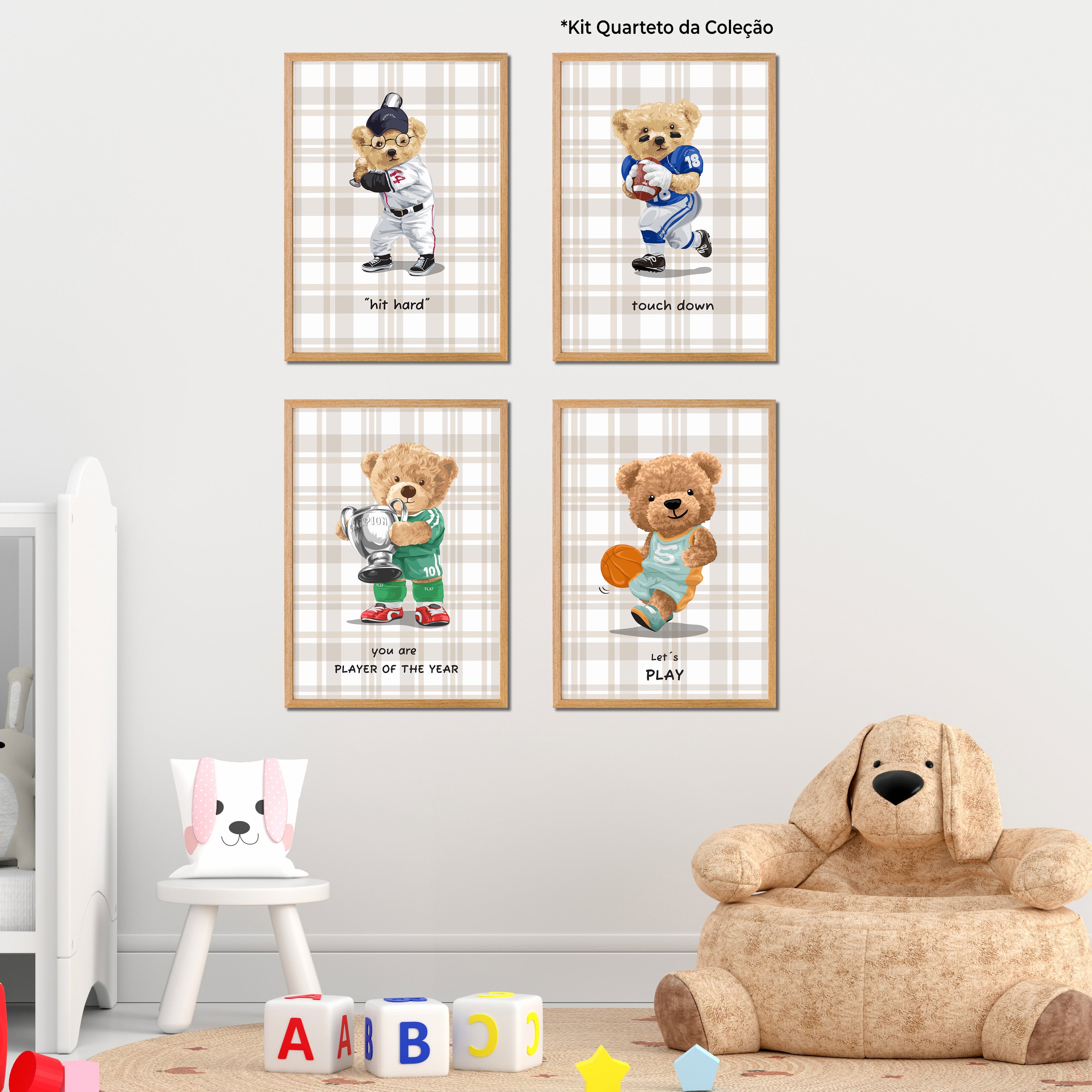 Quadros Decorativos Coleção Teddy Bear Sports