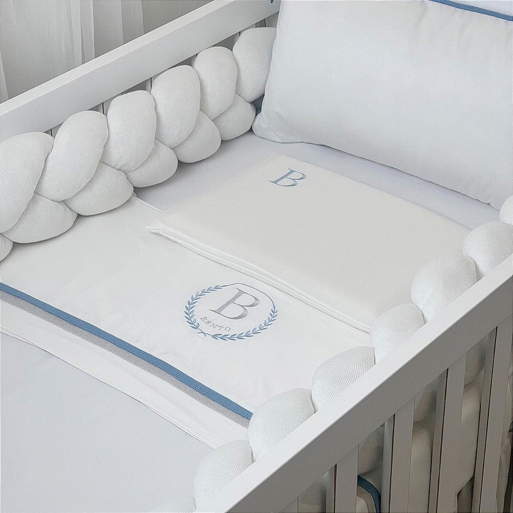 Jogo de Lençol para Berço Toque de Seda Personalizado com Bordado Nome