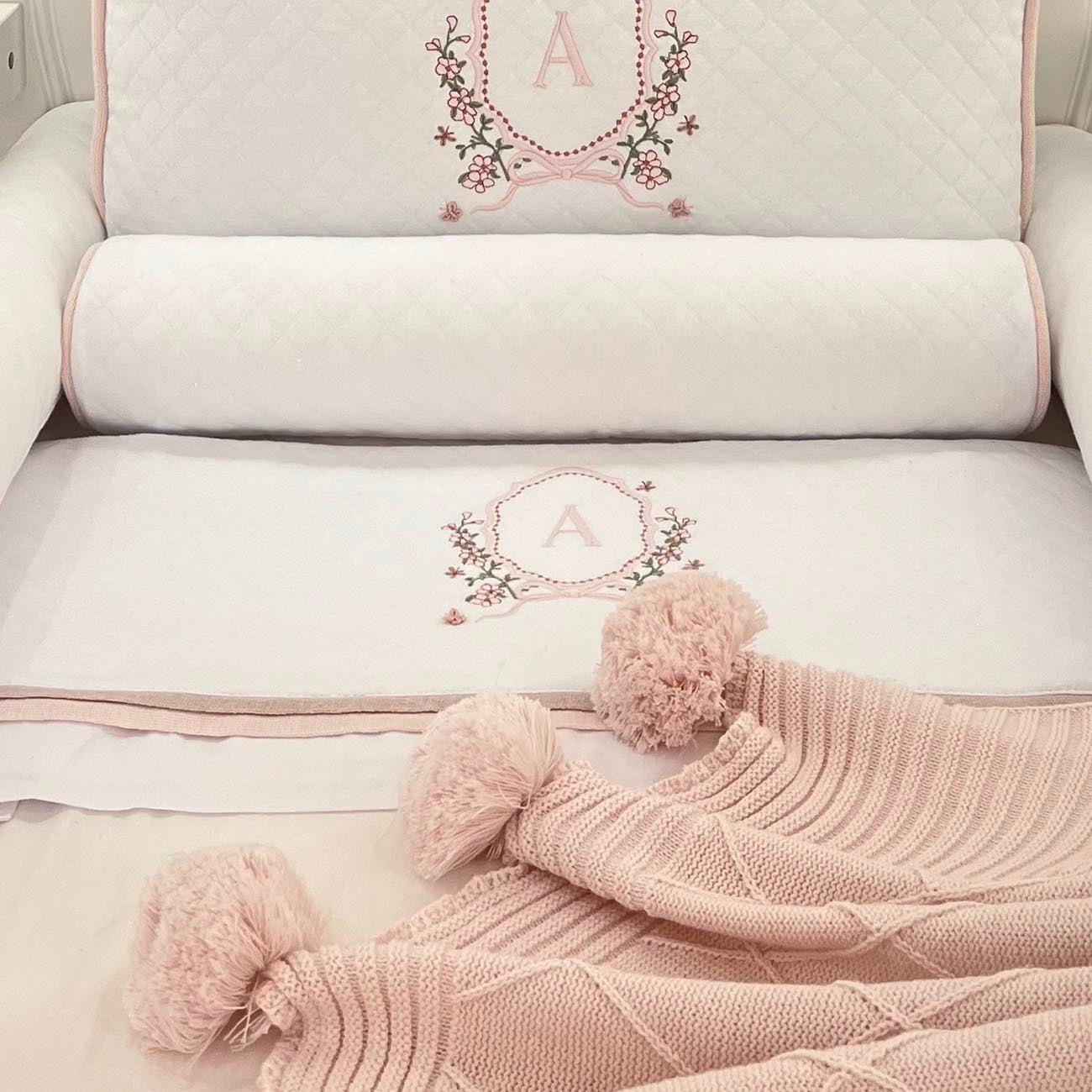 Jogo de Lençol para Berço Toque de Seda Personalizado com Bordado de Inicial