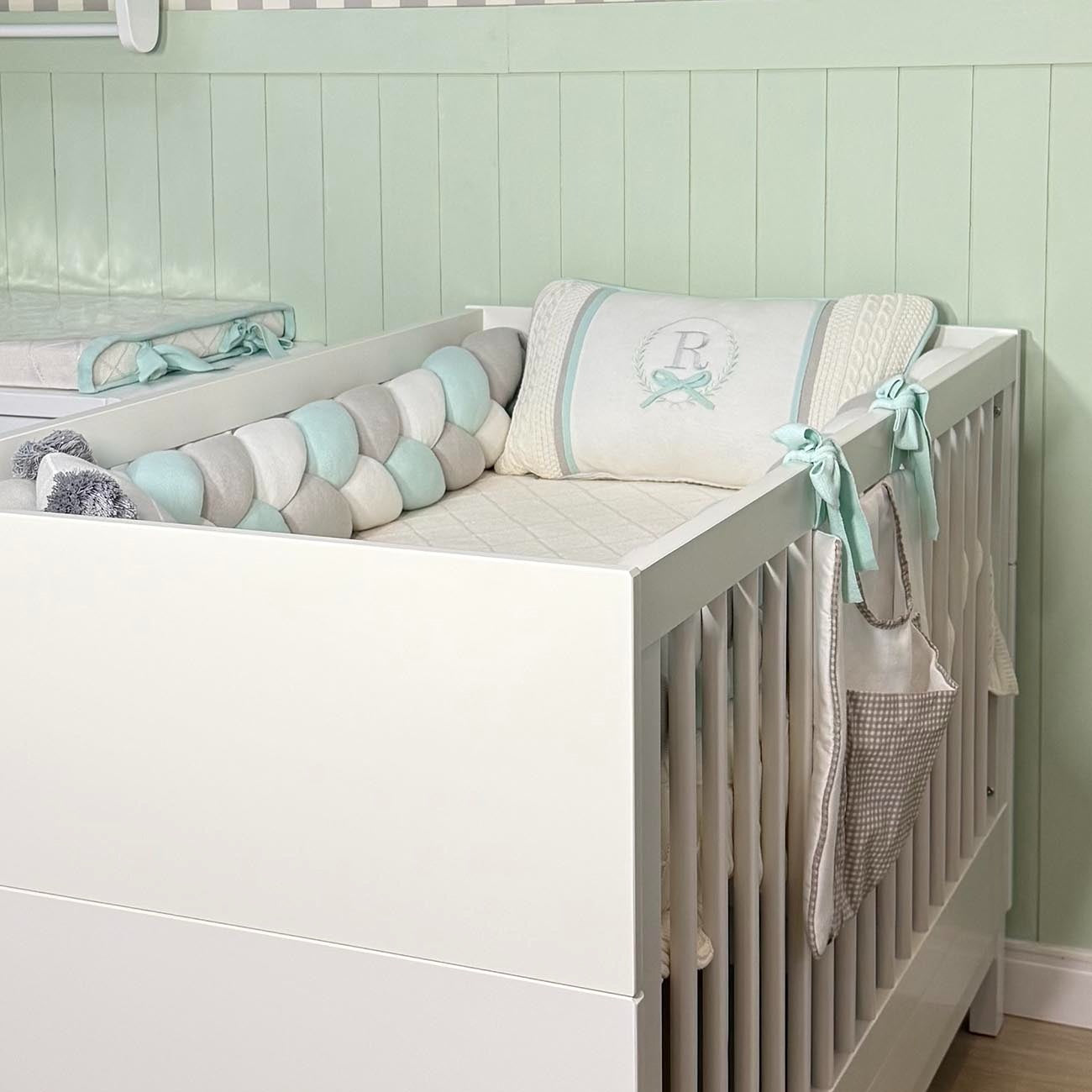 kit berço Rael 3 peças com inicial personalizada