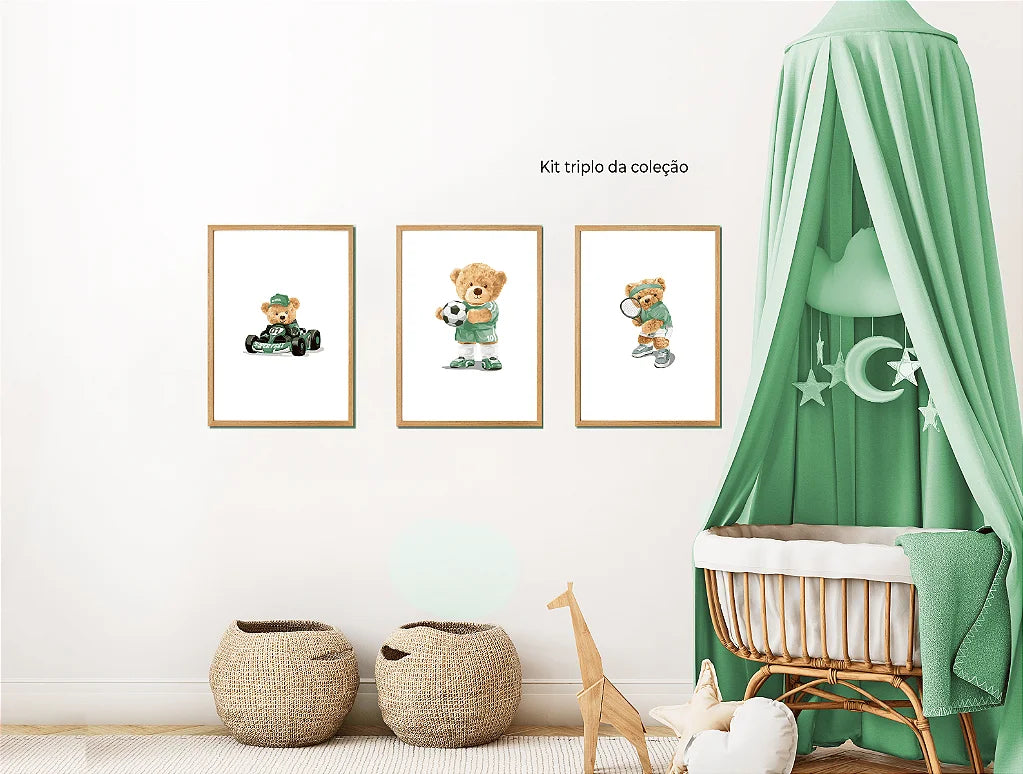 Kit Quadros Decorativos Ursos Esportes