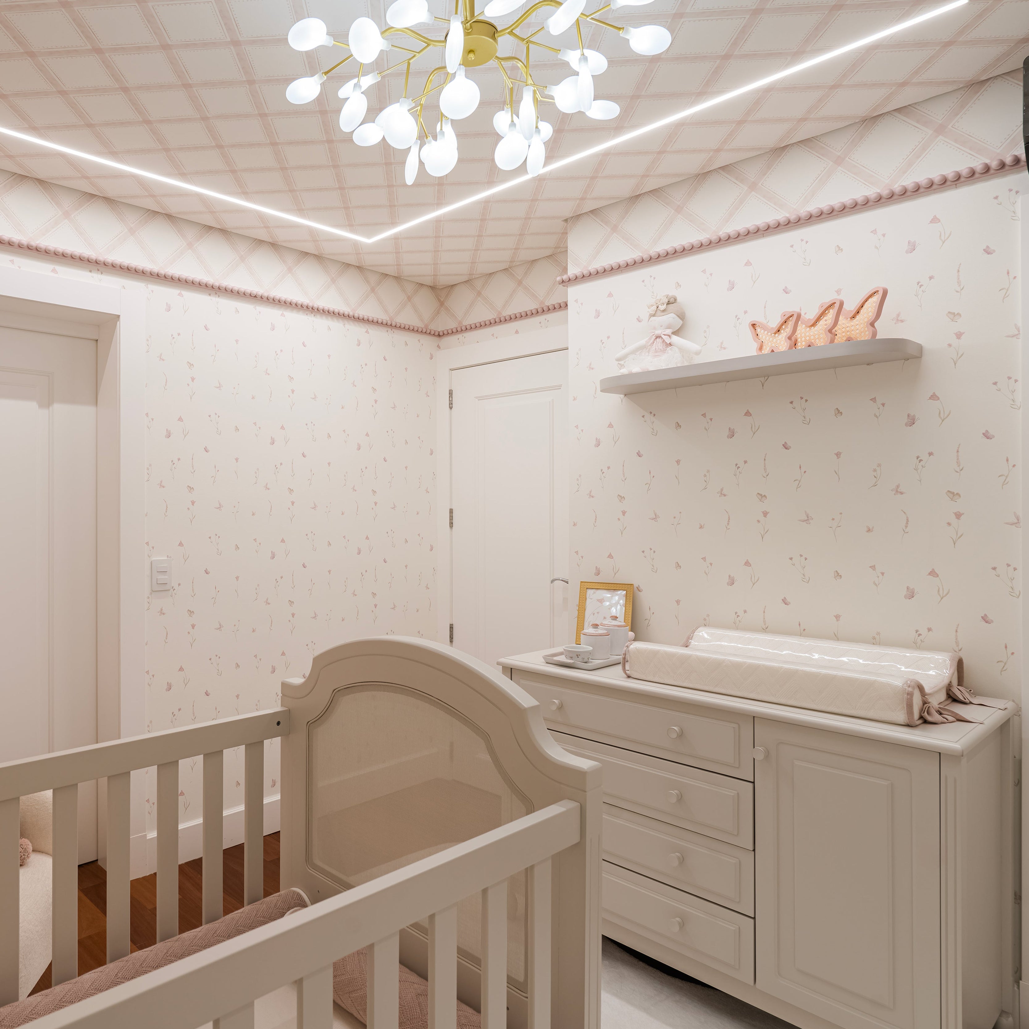 Papel de Parede Estampa Floral Borboletas Giovana 2