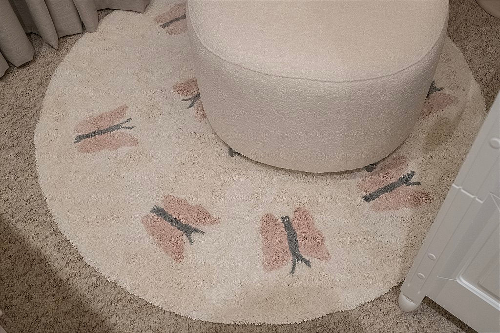 Tapete Redondo Infantil Borboleta 1,20m