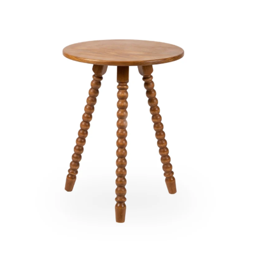 Mesa Lateral de Apoio em Madeira Maciça com Design Torneado Solene - 1315