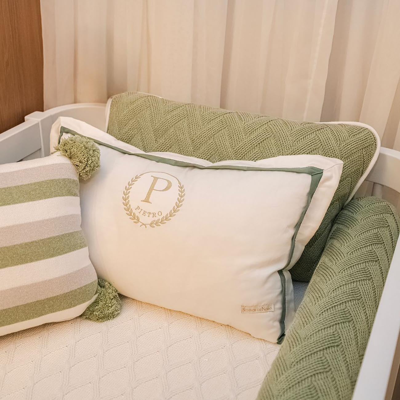 Kit Berço Pietro Tricô Personalizado com Nome Bordado - 7 Peças