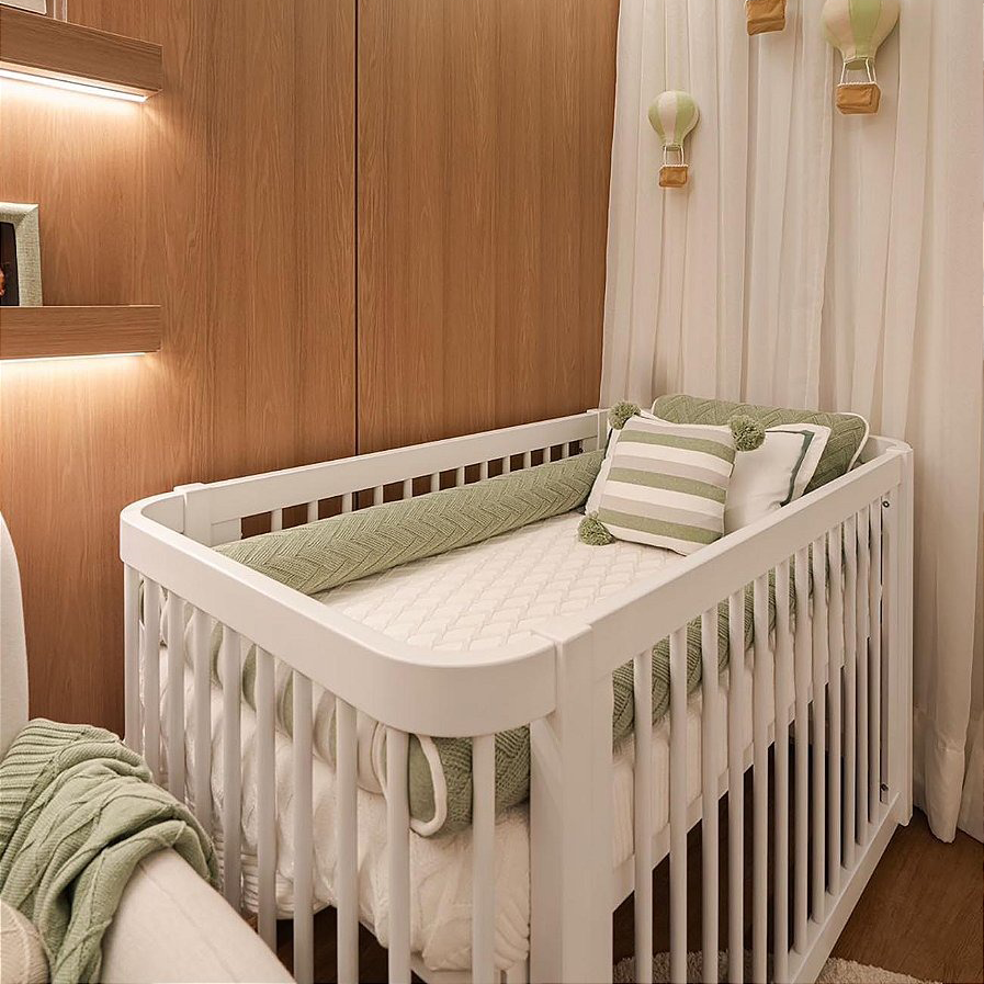 Kit Protetor de Berço Pietro Tricô Personalizado com Nome Bordado - 7 Peças