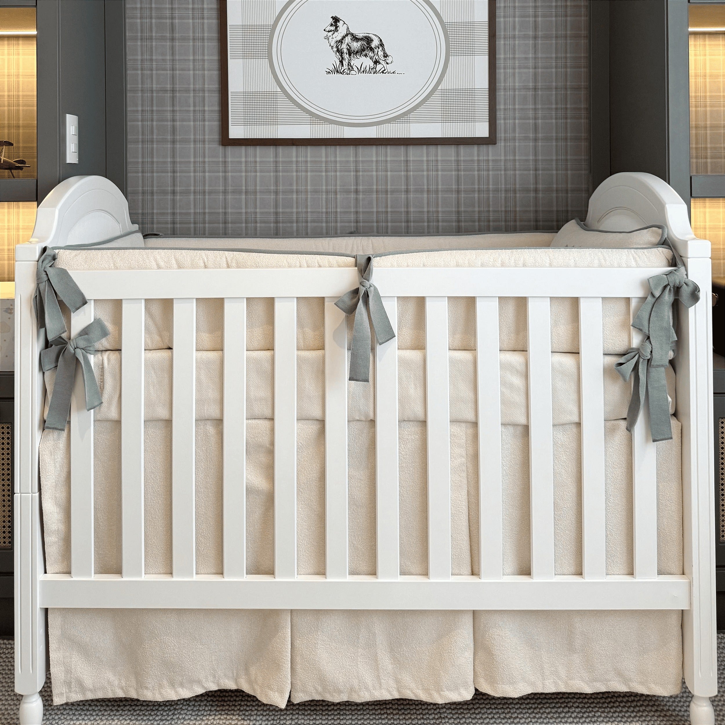 Kit berço Personalizado 5 Peças Benicio com Inicial Personalizada em Boucle