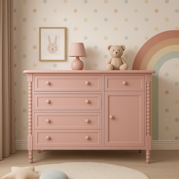 Cômoda Dot 4 Gavetas e 1 Porta em MDF e Madeira Maciça - 521