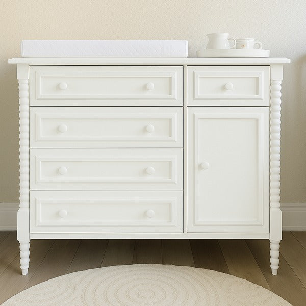 Cômoda Dot 4 Gavetas e 1 Porta em MDF e Madeira Maciça - 521