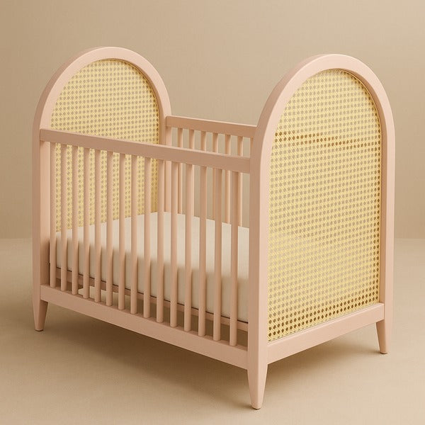 Berço Luna Plus em Madeira Maciça com Palha Sextavada Natural