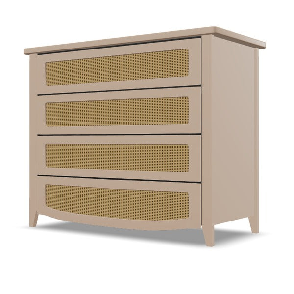 Cômoda Luna Plus 4 Gavetas com Palha Sextavada Natural